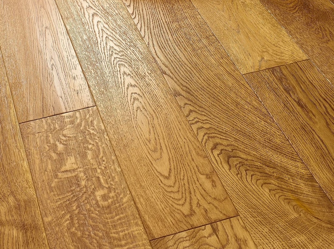 Blanko Budget Estepa, Engineered Oak Flooring, Golden, Handscraped, Deep Brushed & Lacquered, 180x20x1860mm Image