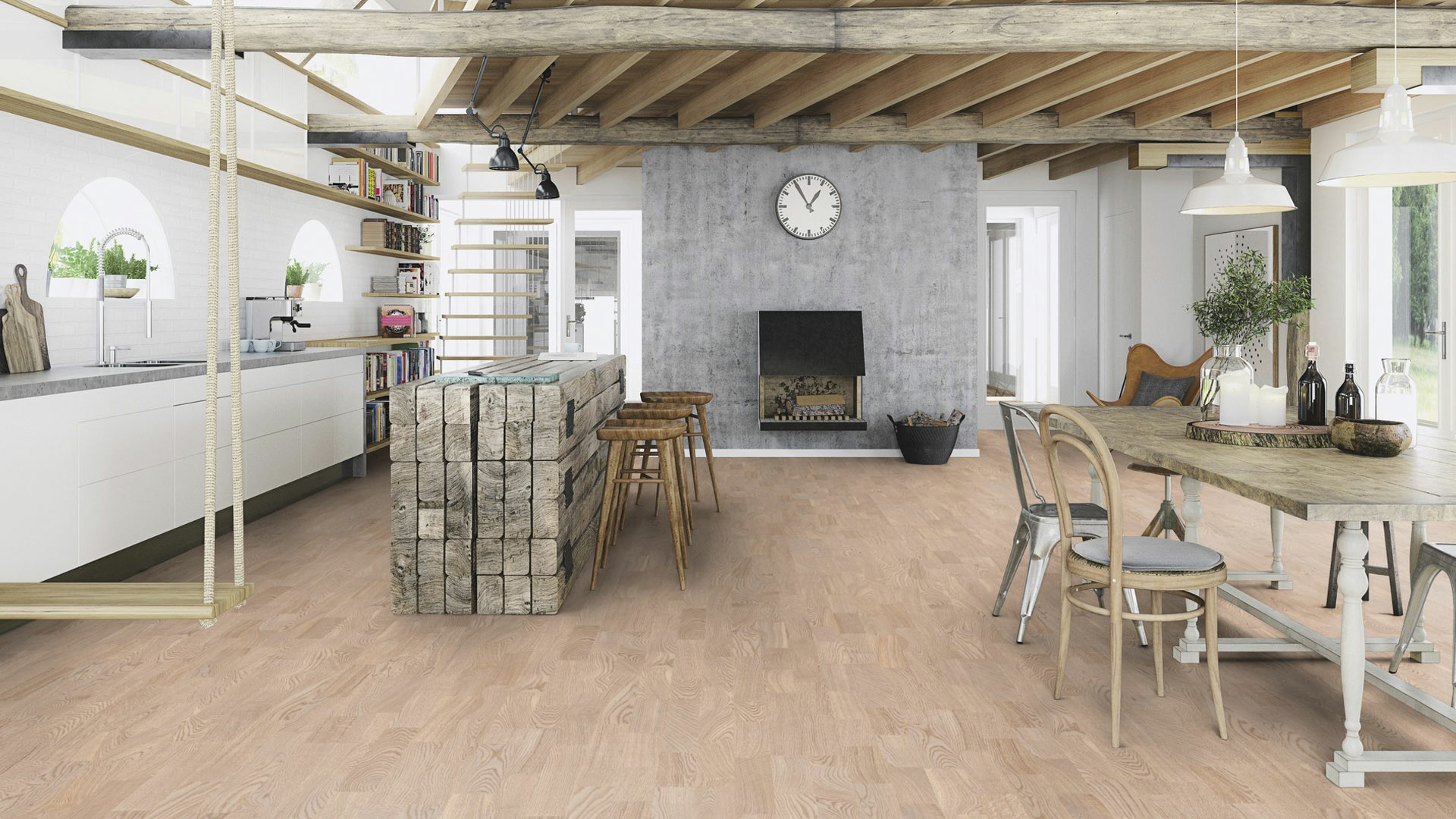 Boen Andante Oak White Engineered 3-Strip Flooring, Live Natural Oiled, 215x14x2200mm Image