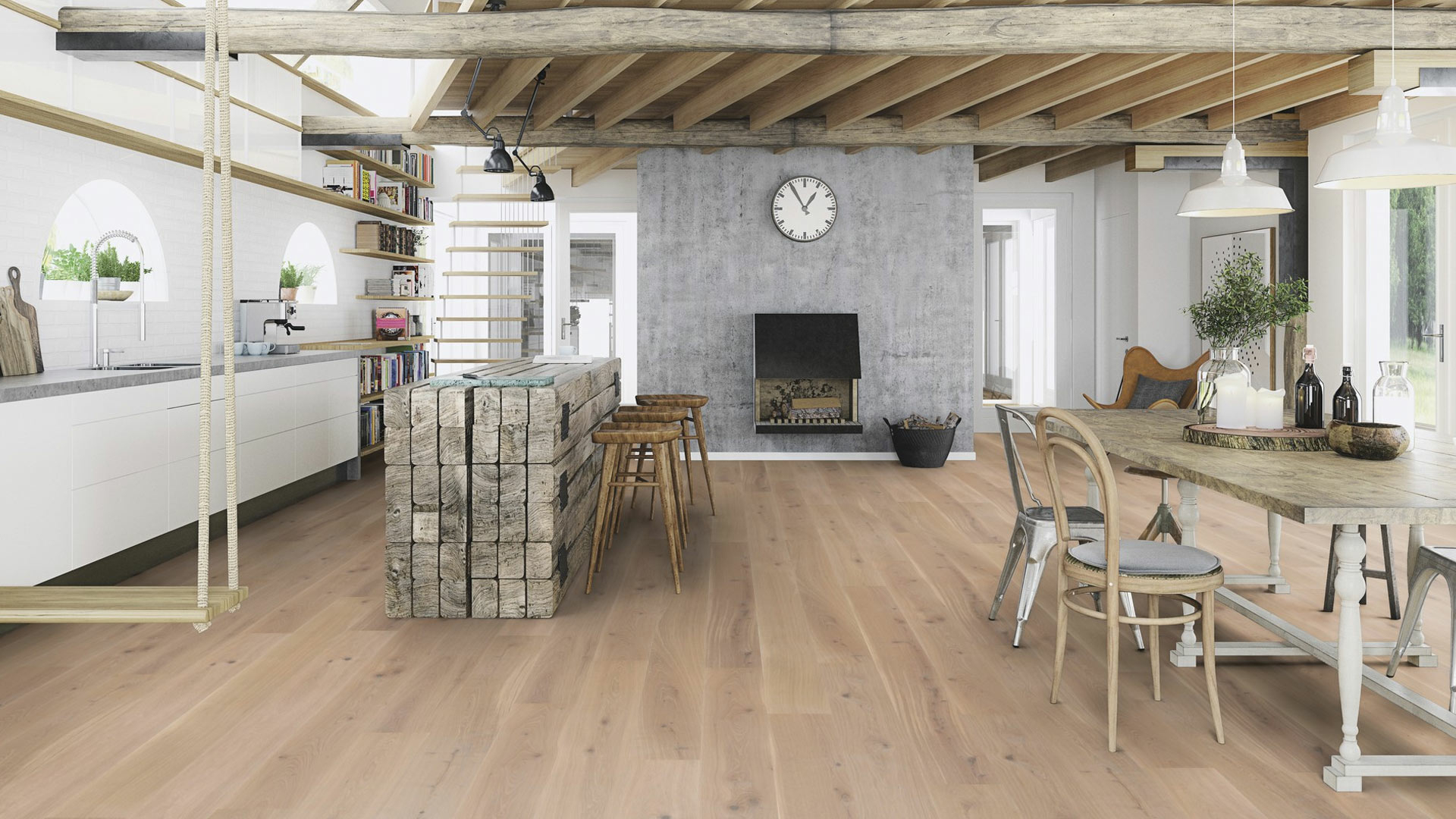 Boen Animoso Oak Engineered Flooring, White, Live Natural Oiled, 209x3x14mm Image