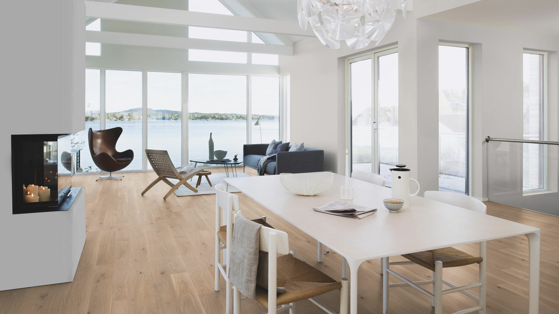 Boen Animoso Oak Engineered Flooring, White, Oiled, 138x3.5x14mm Image