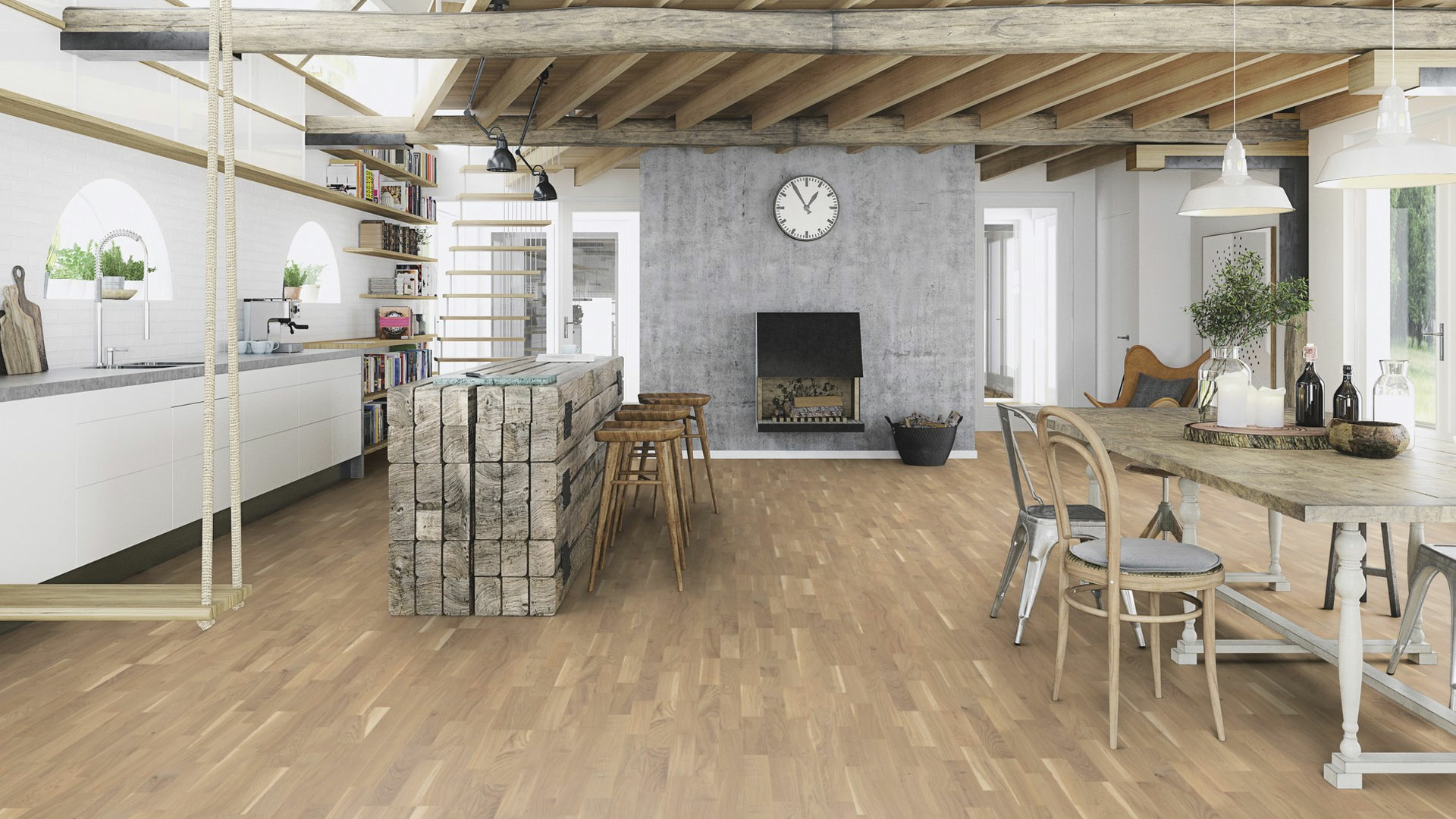 Boen Finale Oak Engineered 3-Strip Flooring, Live Pure, 215x14x2200mm Image
