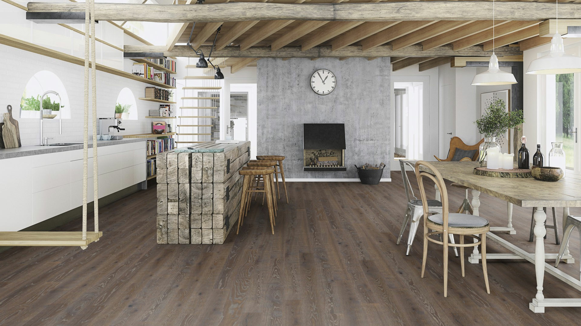 Boen Graphite Oak Engineered Flooring, Brushed, Oiled, 138x3.5x14mm Image