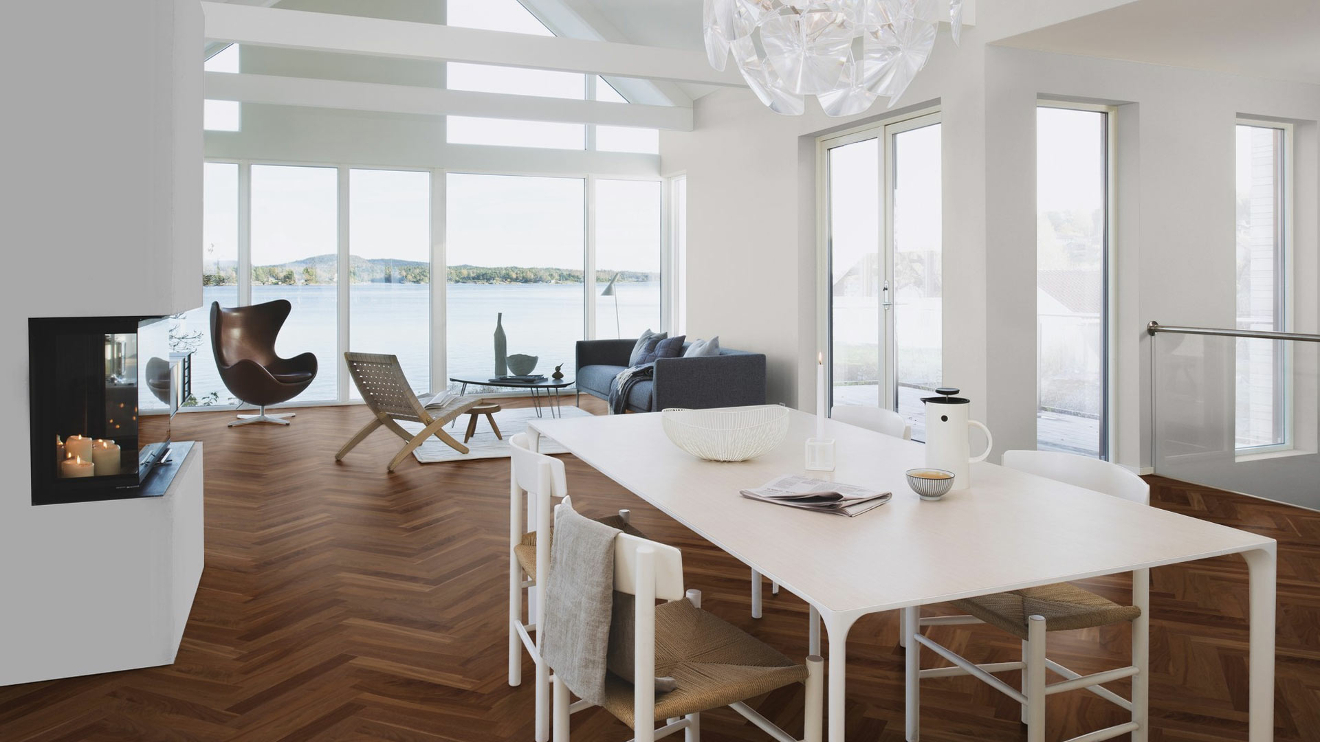 Boen Transparent Walnut Prestige Wood Flooring, Sanded, Live Natural, 10x70x470 mm Image