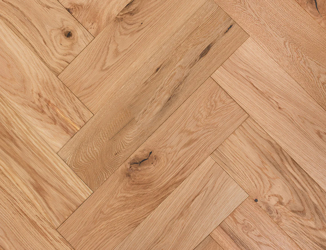 Harstad Engineered Oak Flooring, Herringbone, Rustic, Oiled, 125x15x600mm Image