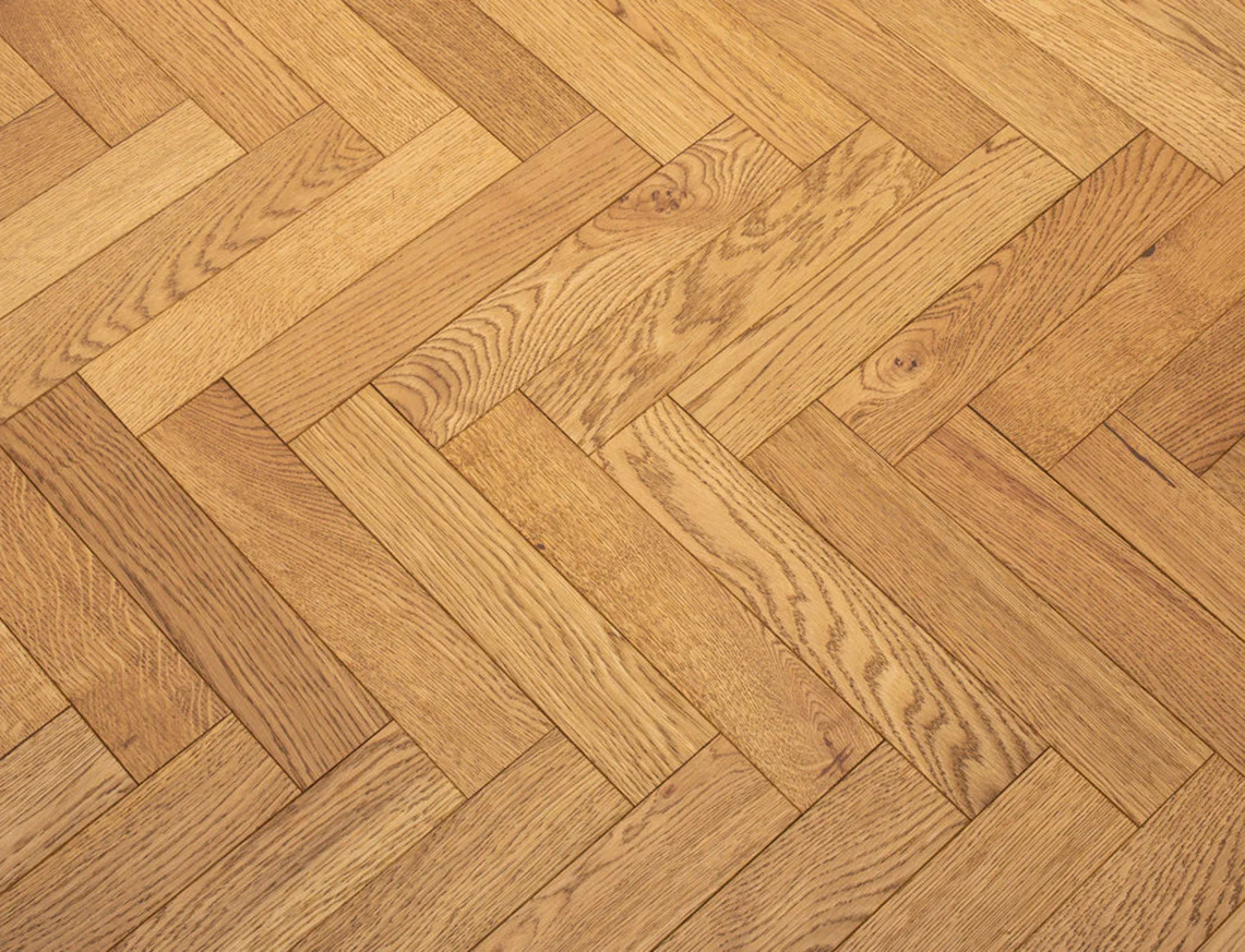 Trofors Engineered Oak Flooring, Herringbone, Rustic, Golden Brushed & Oiled, 80x20x350mm Image