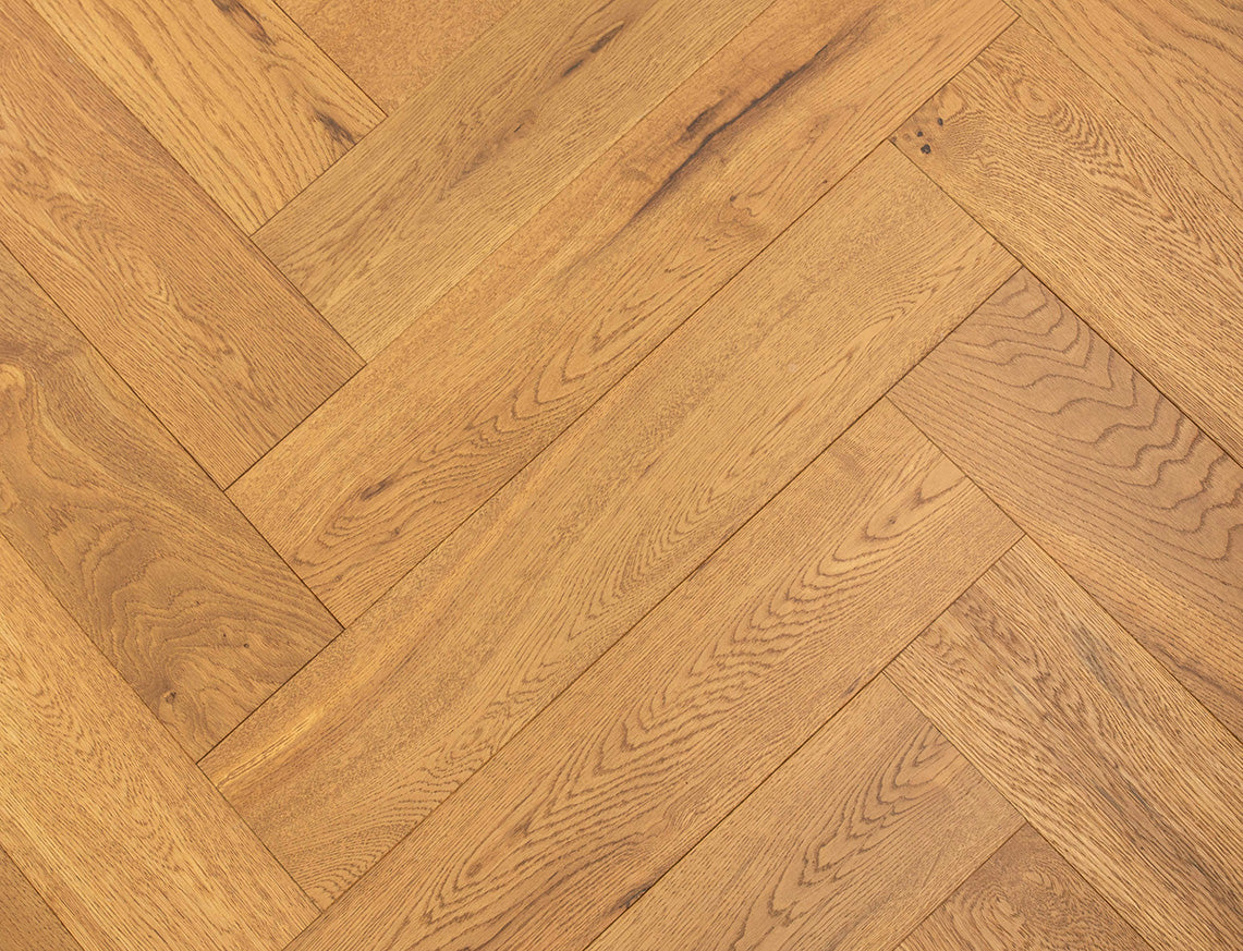 Ramberg Engineered Oak Flooring, Herringbone, Rustic, Golden Brushed & Oiled, 125x15x600mm Image