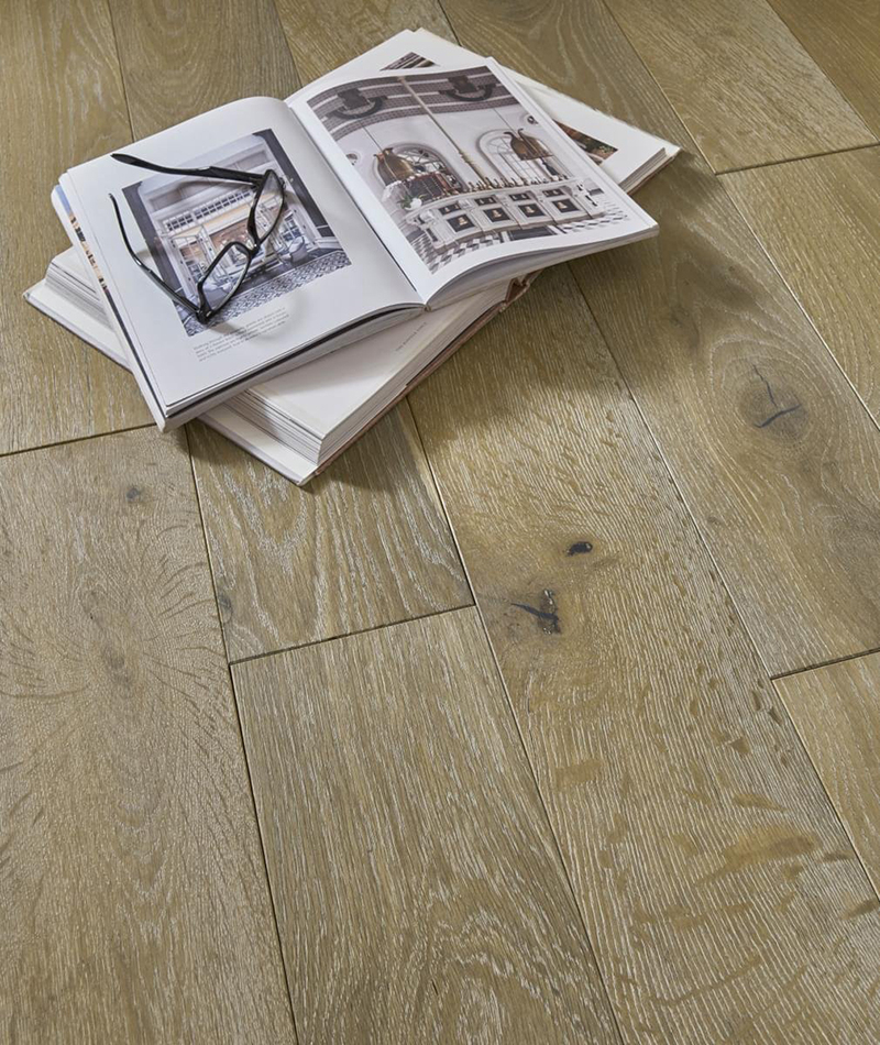 Chene Engineered Oak Flooring, Brushed & Smoked White Hardwax Oiled, 150x18xRLmm Image