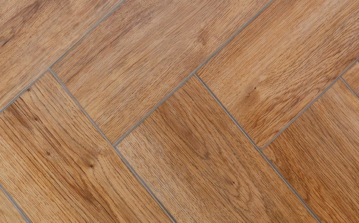 FirmFit Original Herringbone Golden Oak Luxury Vinyl Flooring, 123x5x615mm Image