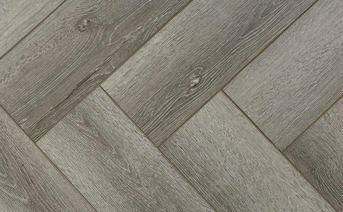 FirmFit Original Herringbone Old Grey Oak Luxury Vinyl Flooring, 123x5x615mm Image