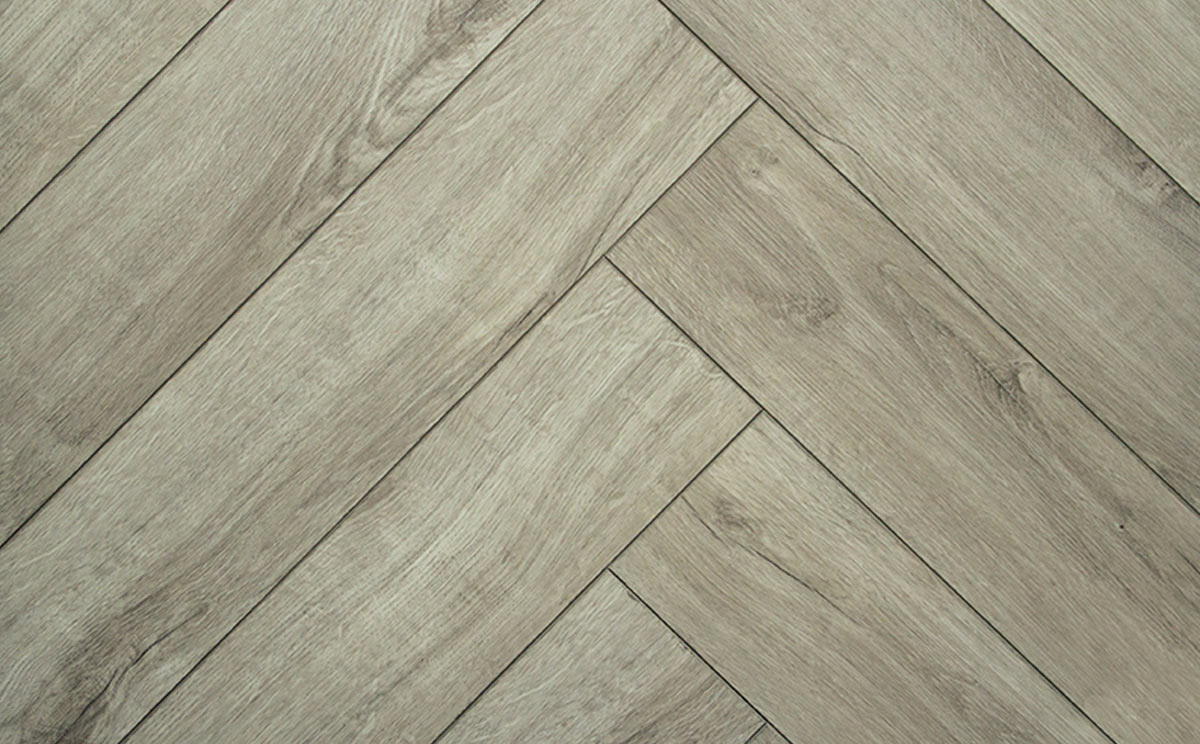 FirmFit Original Herringbone Rustic Light Grey Luxury Vinyl Flooring, 123x5x615mm Image