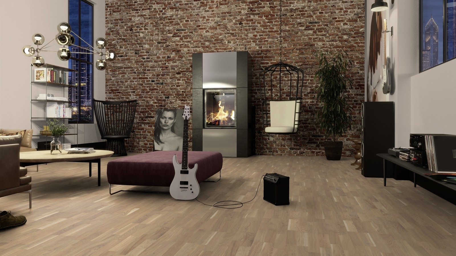 Boen Finale Oak Engineered 3-Strip Flooring, Live Pure Brushed & Lacquered, 215x14x2200mm Image