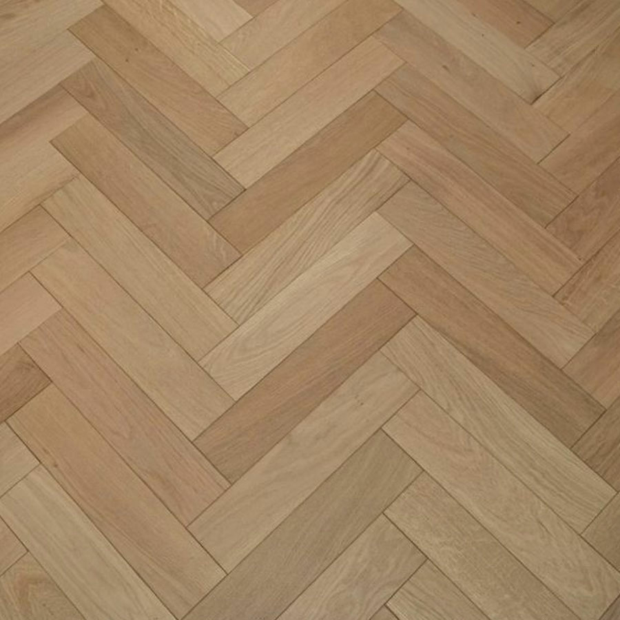 Evergreen Arden Scandinavian Engineered Oak Flooring, Herringbone, Natural, Oiled, 90x14x400mm Image