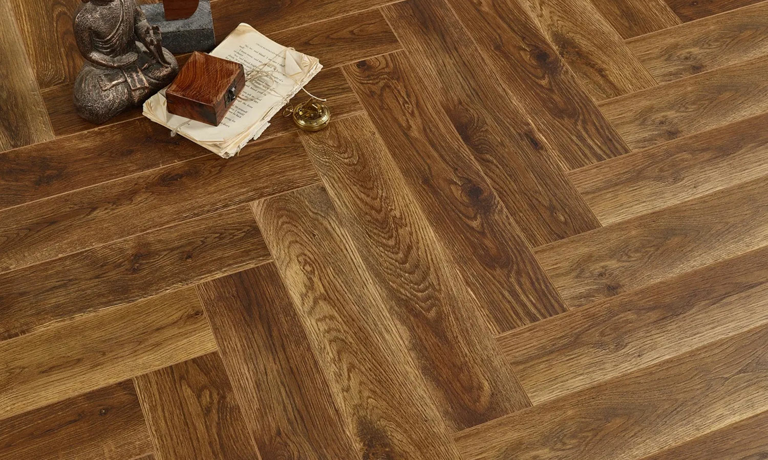 Evolve Bergen Herringbone Laminate Flooring, 95x12x470mm Image