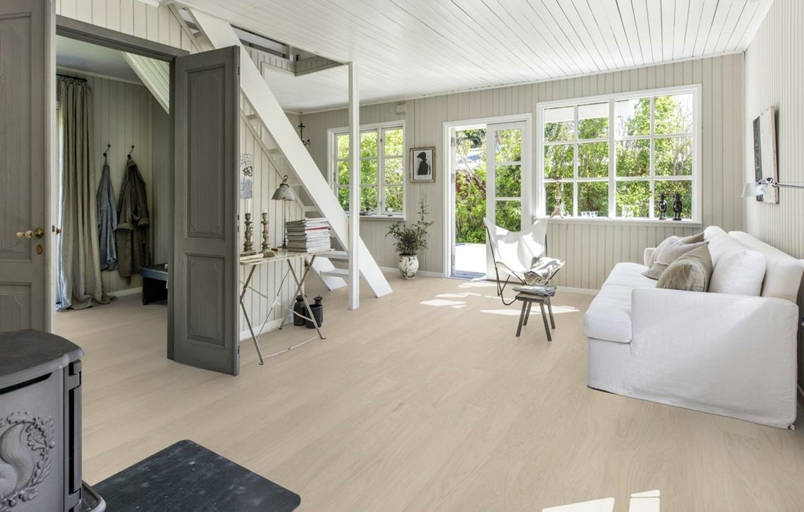 Kahrs Life Essentials Oak Coconut Cream Wide Engineered Flooring, Prime, Matt Lacquered 150x7x1810mm Image