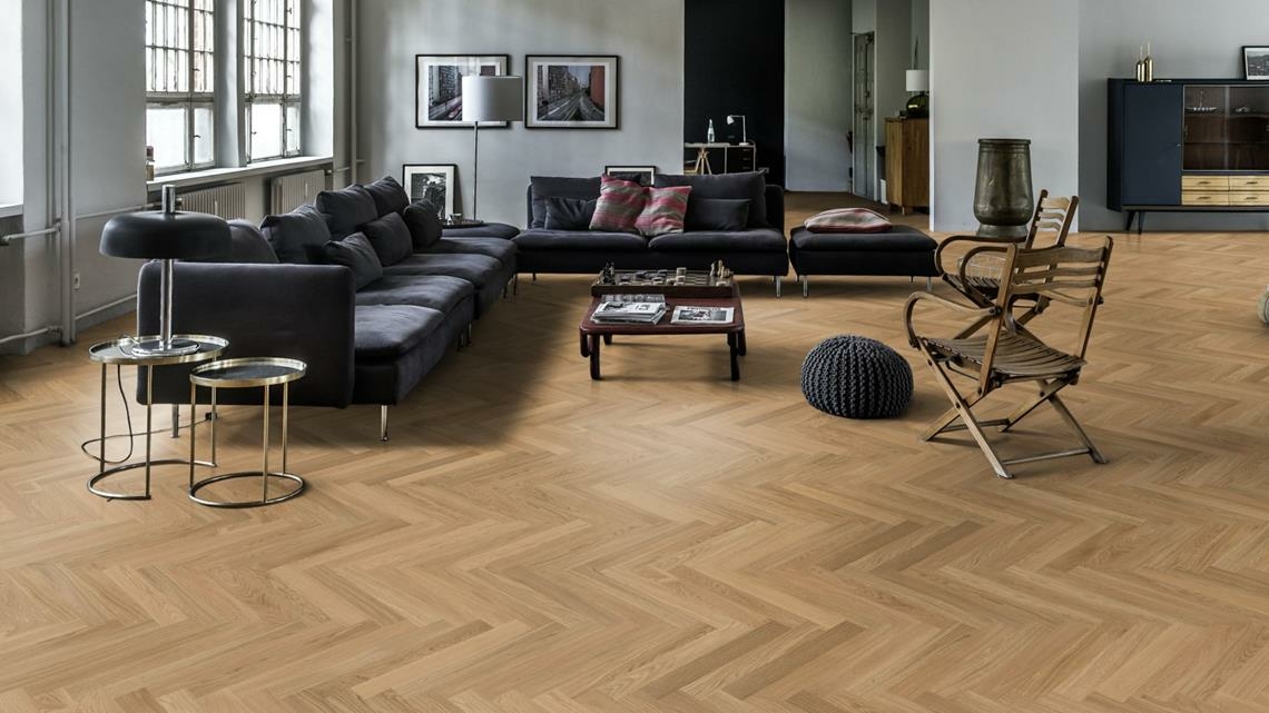 Kahrs Studio Natural Herringbone Engineered Oak Flooring, Prime, Oiled, 70x11x490mm Image