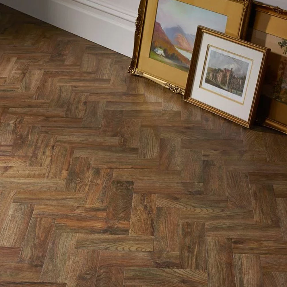Polyflor Camaro Georgian Parquet Wood Plank Versatile Vinyl Flooring, 76.2x228.6mm Image