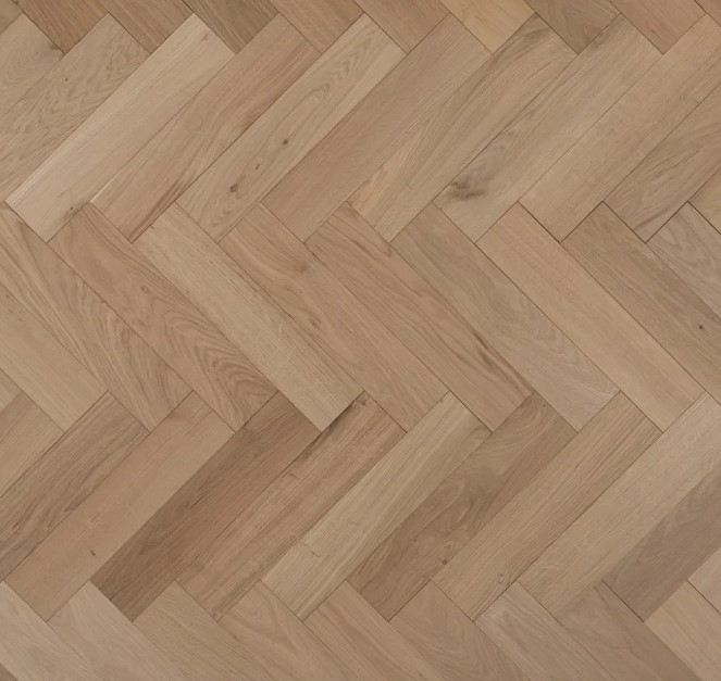 Solid Oak Parquet Flooring Herringbone Blocks, Rustic, Unfinished, 90x18x300mm Image