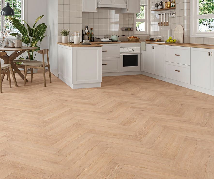Solira Oak SPC Vinyl Flooring, Herringbone, 128x5x615mm Image