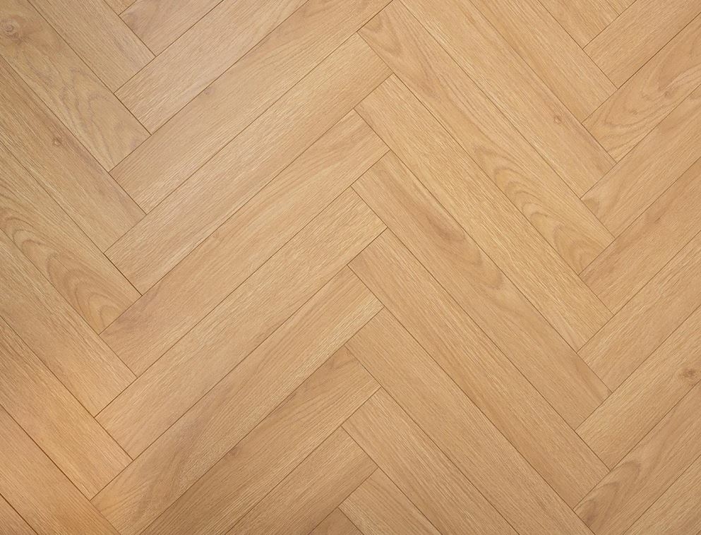 Sunspire Oak Herringbone Laminate Flooring, Golden Blonde, 100x8x600mm Image