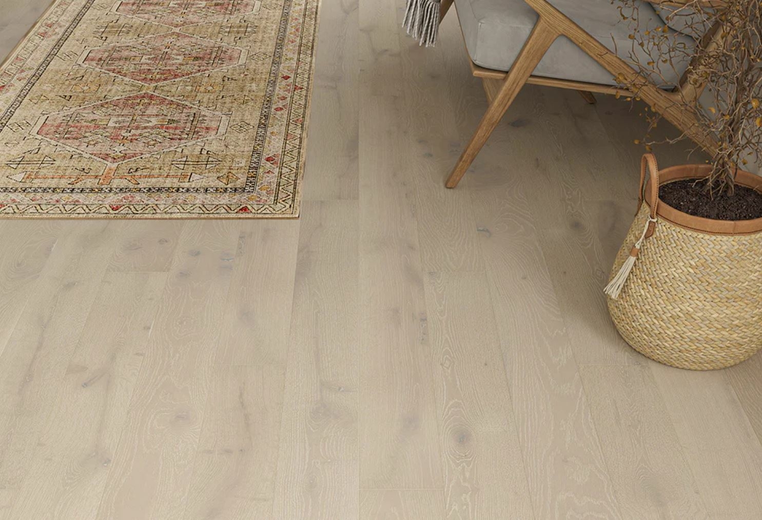 Thalen Engineered Oak Flooring, Rustic, Whitewashed, Brushed & UV OIled, 150x14x1900mm Image