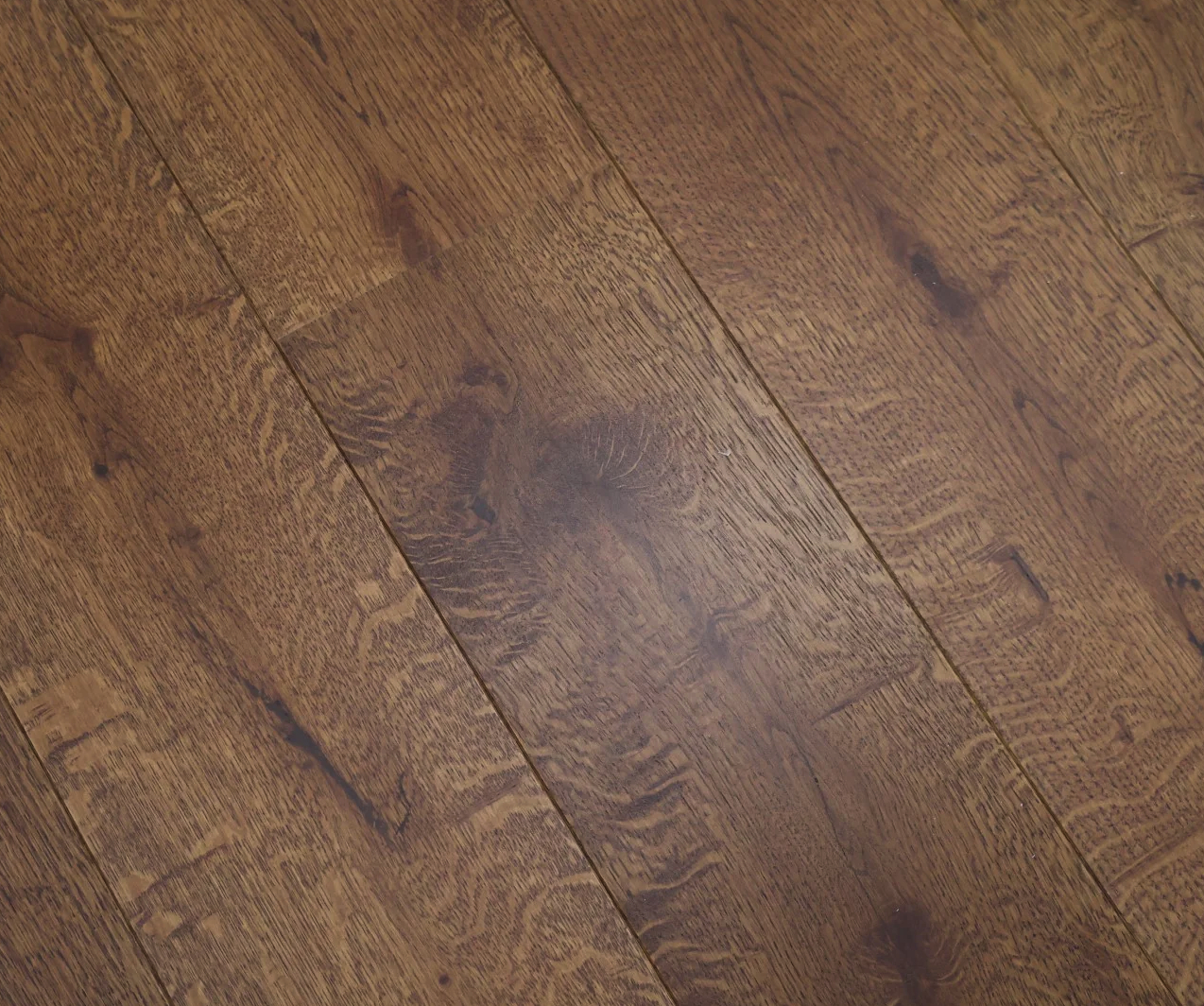 Tradition Engineered Oak Flooring, Golden Brandy, Brushed, Matt Lacquered, 190mm x 14mm x 1900mm Image