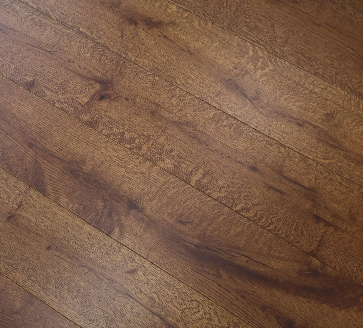 Tradition Engineered Oak Flooring, Golden Brandy, Brushed, Matt Lacquered, 190mm x 14mm x 1900mm Image