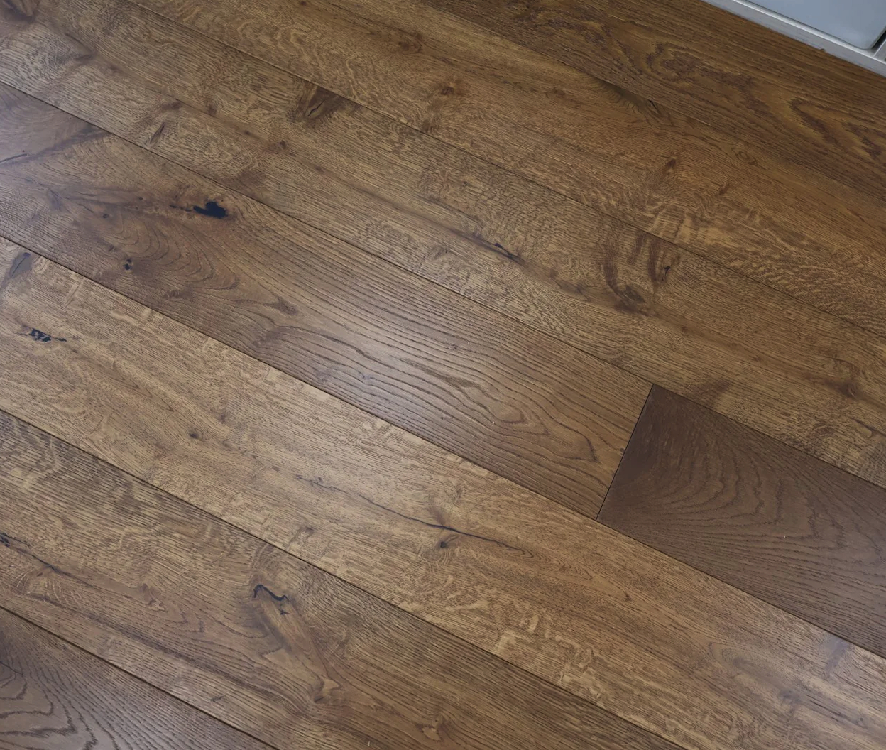 Tradition Engineered Oak Flooring, Scandi Smoked, Brushed, UV Oiled, 190mm x 14mm x 1900mm Image