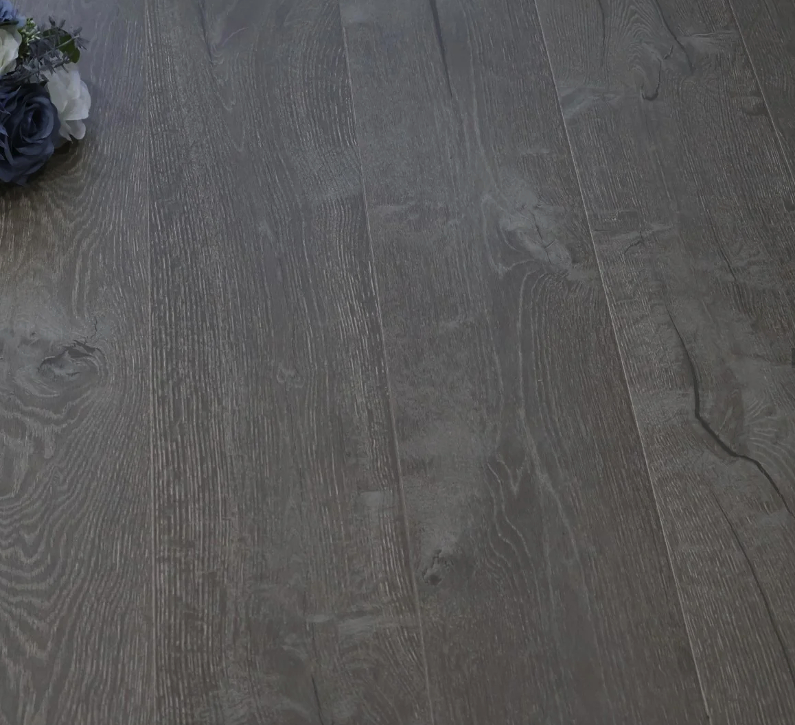 Tradition Engineered Oak Flooring,  Rock Grey, Brushed, Matt Lacquered, 190mm x14mm x 1900mm Image