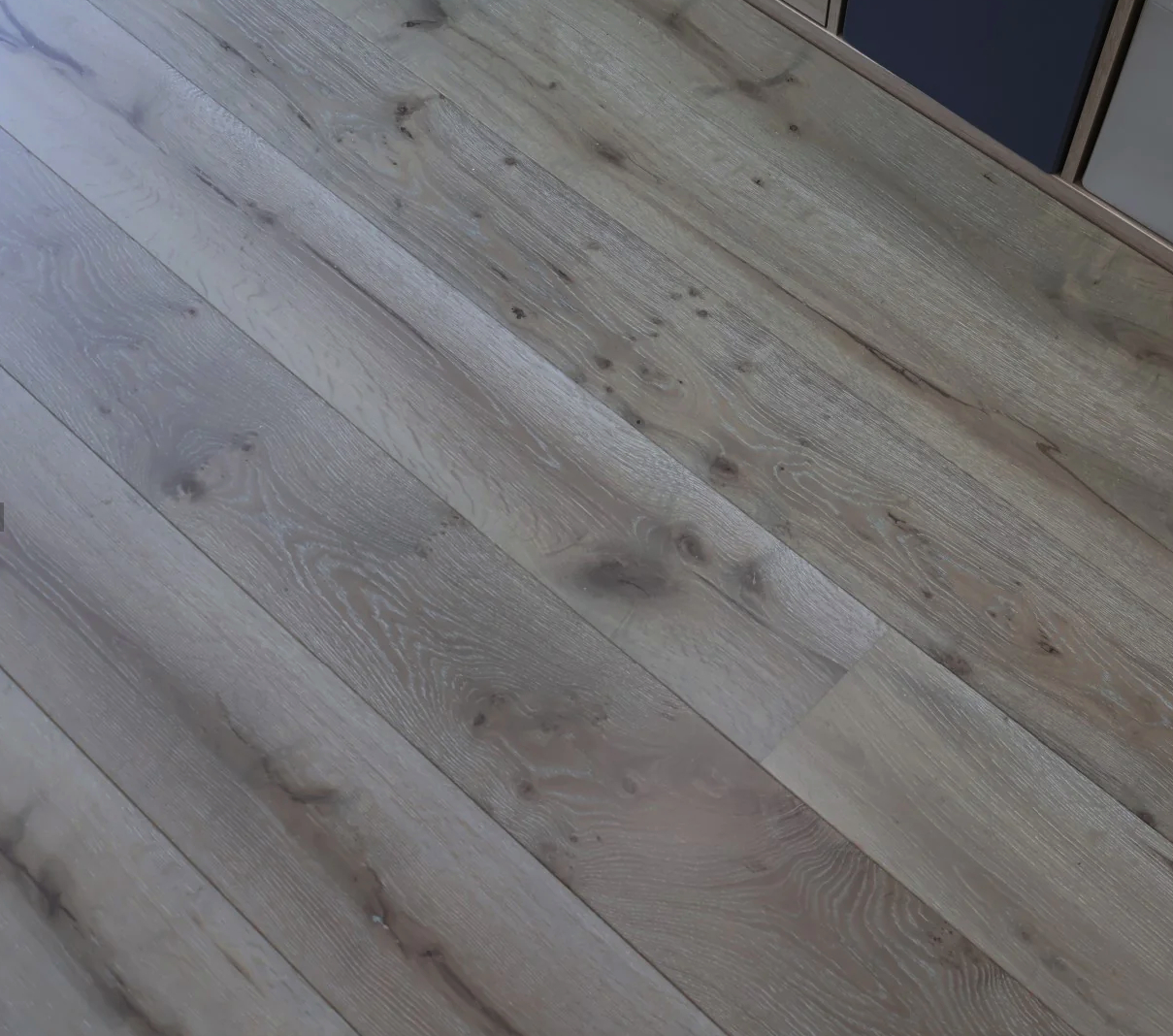 Tradition Engineered Oak Flooring, Whiteleaf Grey, Brushed, Matt Lacquered, 190mm x 14mm x 1900mm Image