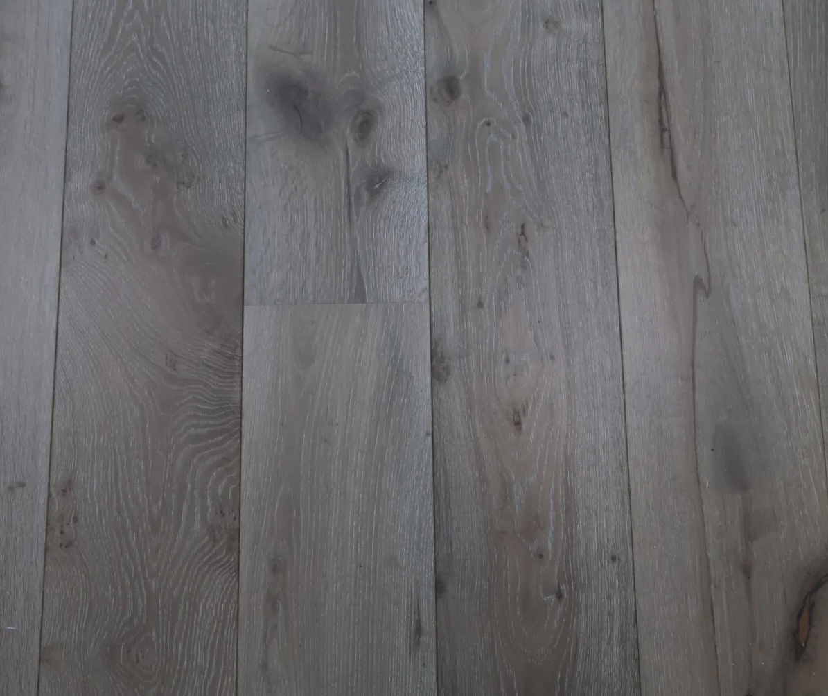 Tradition Engineered Oak Flooring, Whiteleaf Grey, Brushed, Matt Lacquered, 190mm x 14mm x 1900mm Image