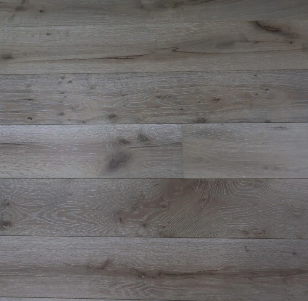 Tradition Engineered Oak Flooring, Whiteleaf Grey, Brushed, Matt Lacquered, 190mm x 14mm x 1900mm Image