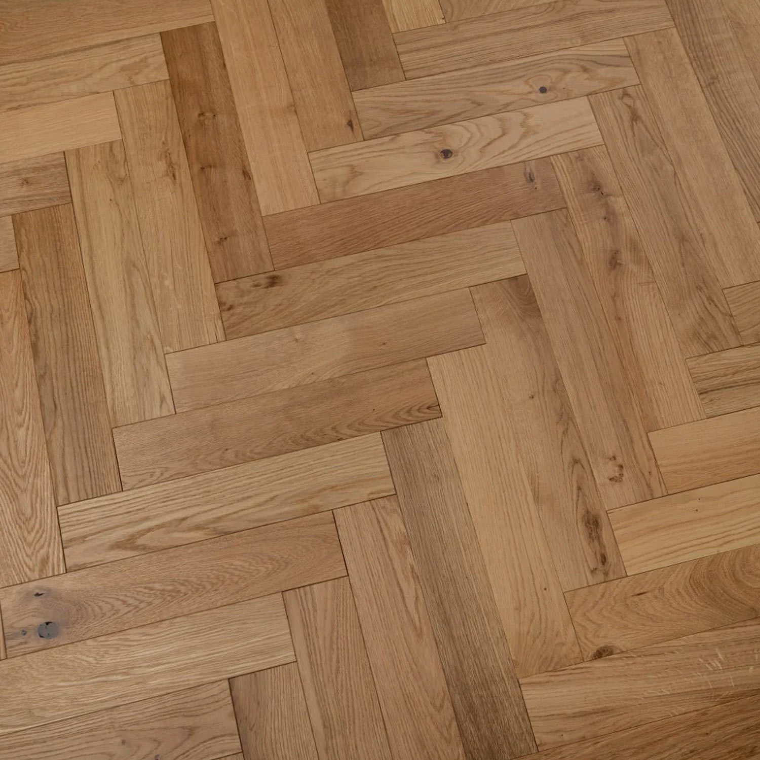 Tradition Engineered Oak Parquet Flooring, Herringbone, Natural, Brushed & UV Oiled, 90x14x450mm Image