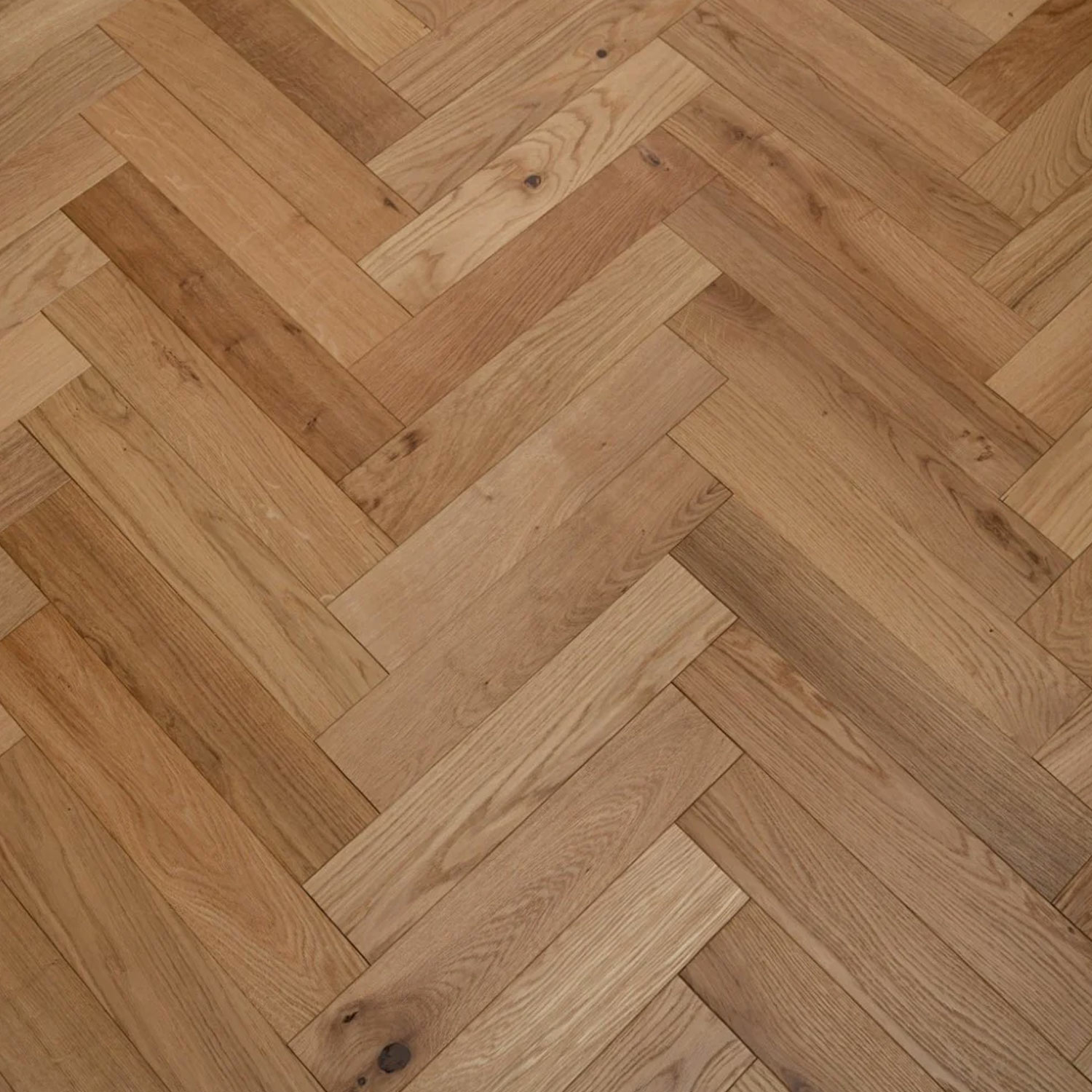 Tradition Engineered Oak Parquet Flooring, Herringbone, Natural, Brushed & UV Oiled, 90x14x450mm Image