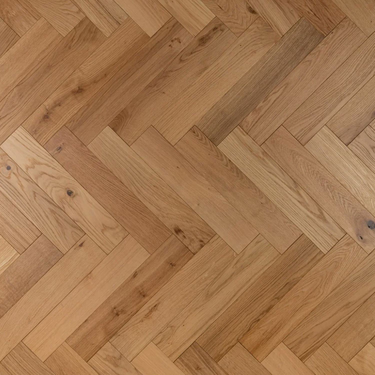 Tradition Engineered Oak Parquet Flooring, Herringbone, Natural, Brushed & UV Oiled, 90x14x450mm Image