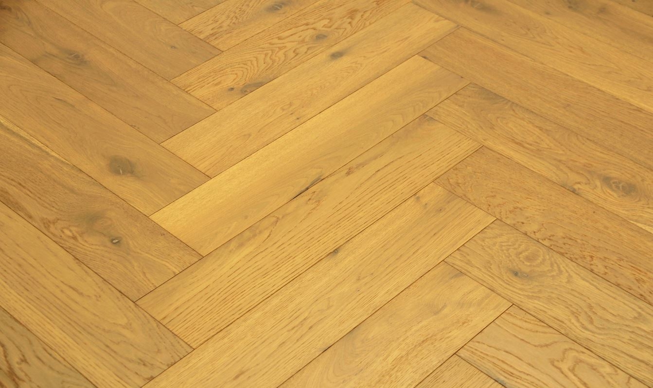 Tradition Select Engineered Oak Herringbone Flooring, Brushed & Smoked UV Lacquered 125x15x605mm Image