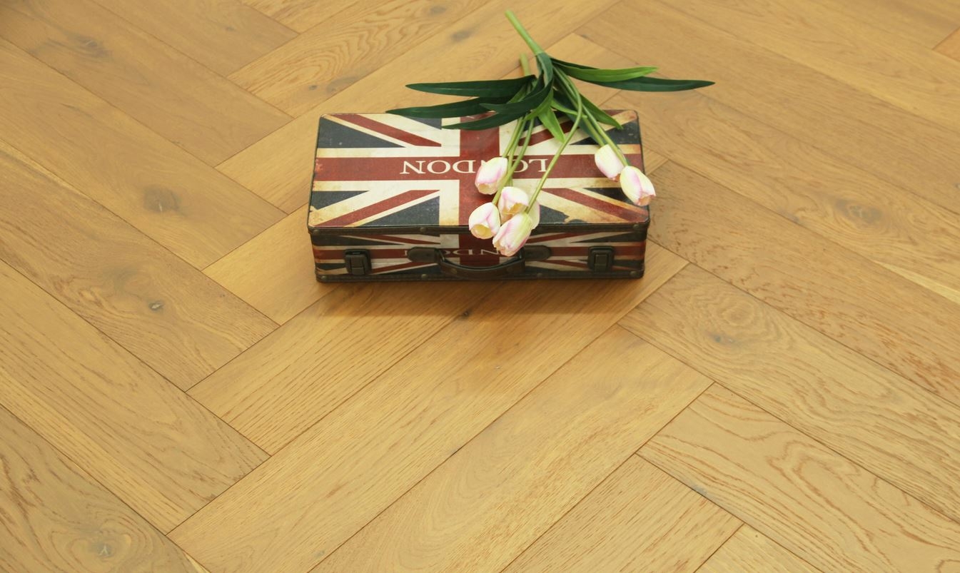 Tradition Select Engineered Oak Herringbone Flooring, Brushed & Smoked UV Lacquered 125x15x605mm Image