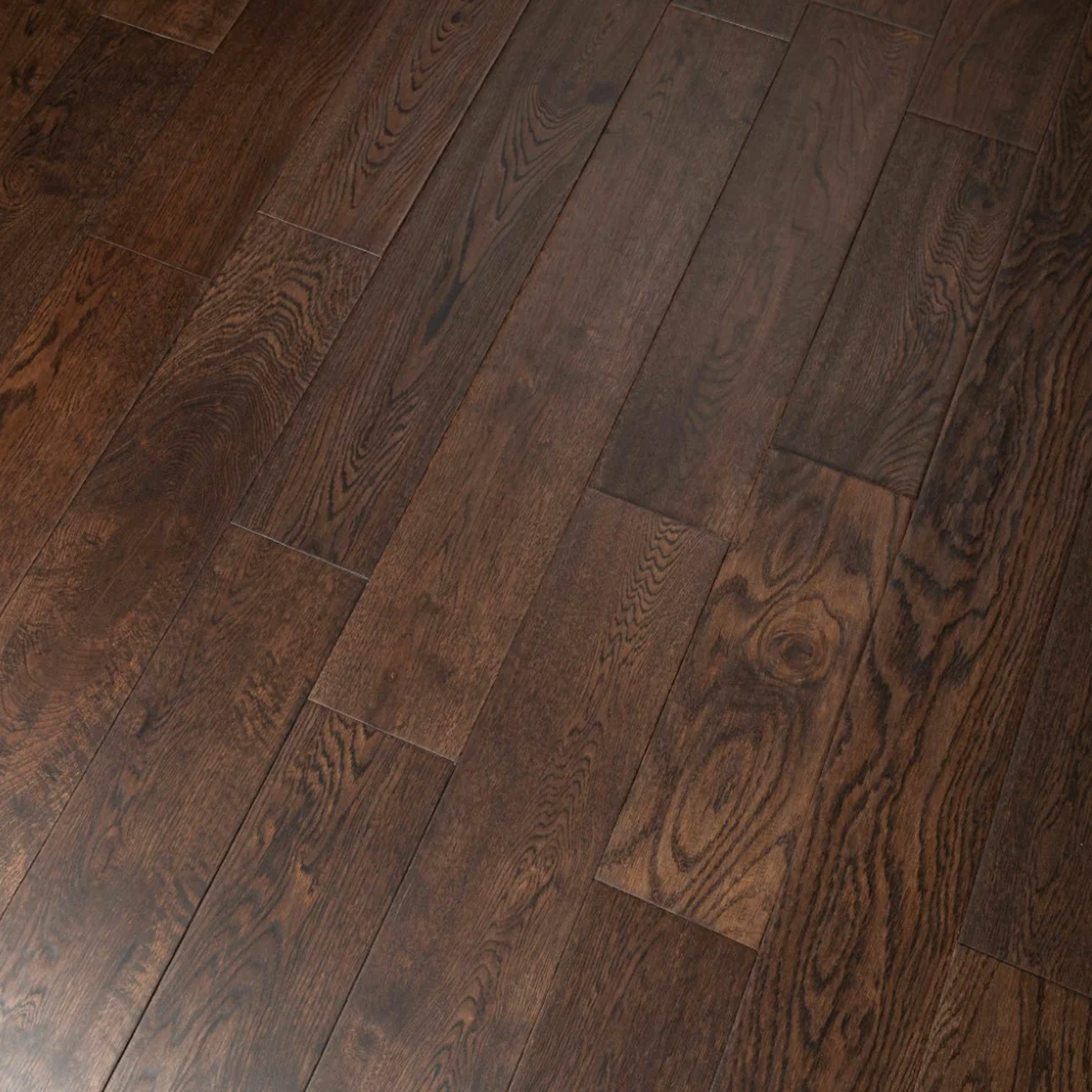 Tradition Solid Coffee Oak Hardwood Flooring, Rustic, Handscraped, Matt Lacquered, RLx125x18mm Image