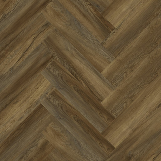 Tradition Texas Oak Dark Brown Herringbone Vinyl Flooring, 126x6x630mm Image