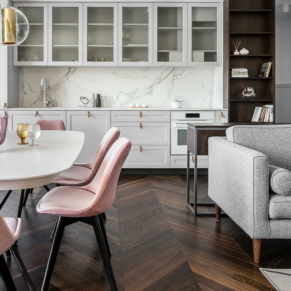 V4 Tundra Chevron, Smoked Oak Engineered Flooring, Rustic, Brushed & UV Oiled, 90x10x610mm Image