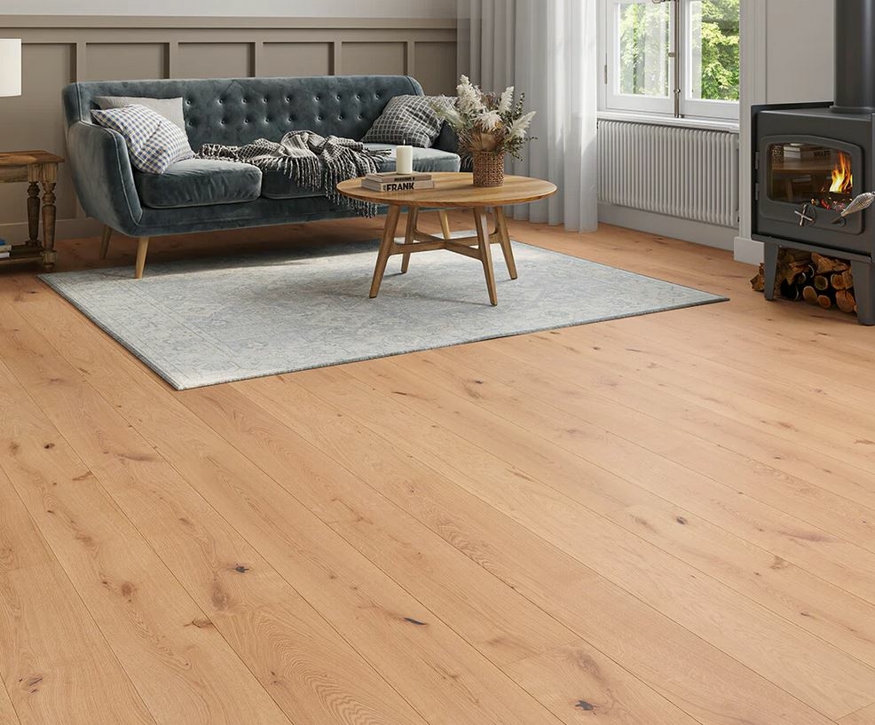 Vaelwyn Engineered Oak Flooring, Natural, Brushed, Rustic, UV Oiled, 180x14x1900mm Image