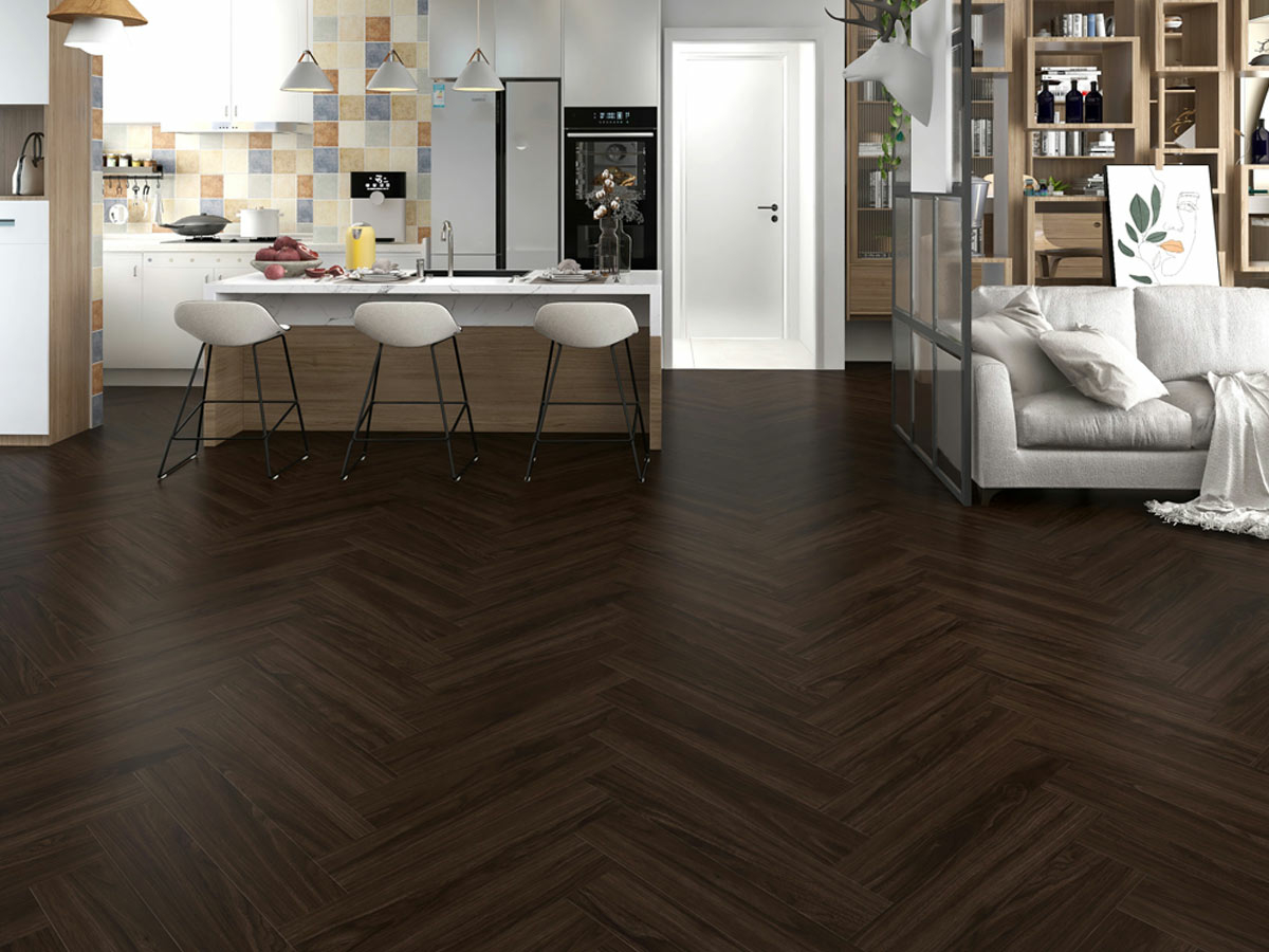 Xylo  Escena Lite Walnut, Herringbone, SPC, Vinyl Flooring, 110x6x620mm Image