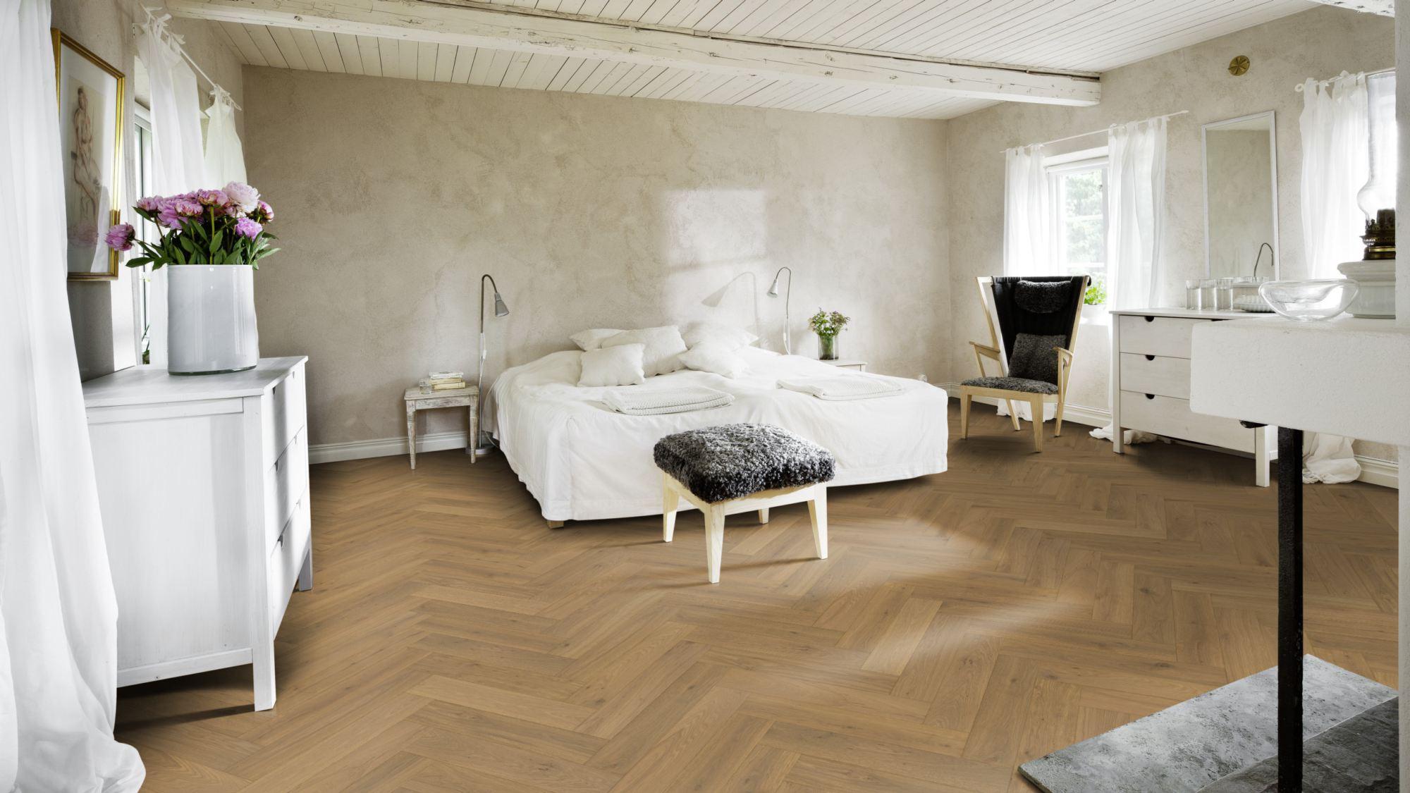 Kahrs Large Herringbone Oak Herringbone Cd Smoked Grey Engineered Flooring, Brushed & Oiled, 120x11x600mm Image