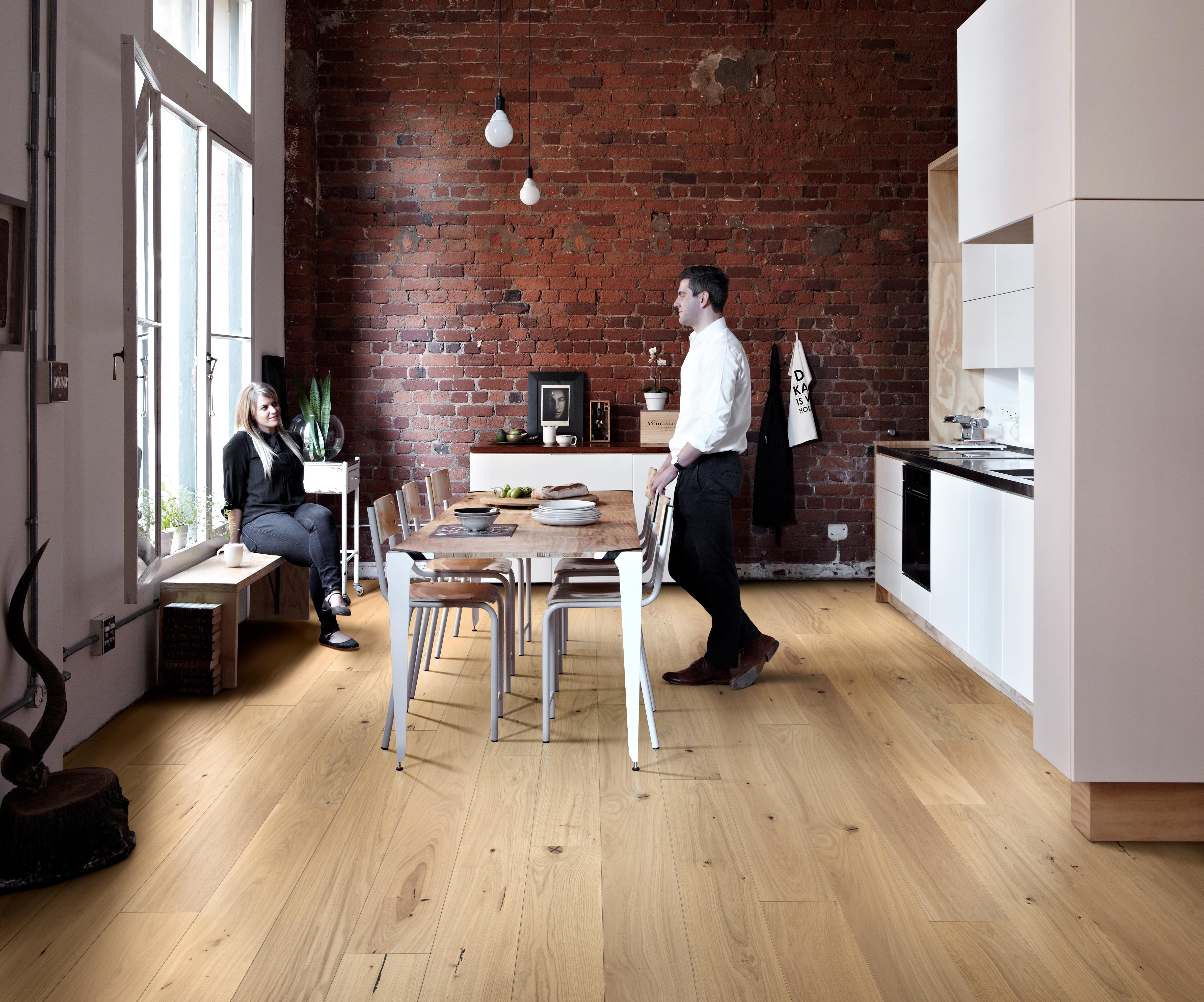 Kahrs Piazza Oak Piazza Cd Crème White Engineered Flooring, Brushed & Oiled, 180x11x1800mm Image