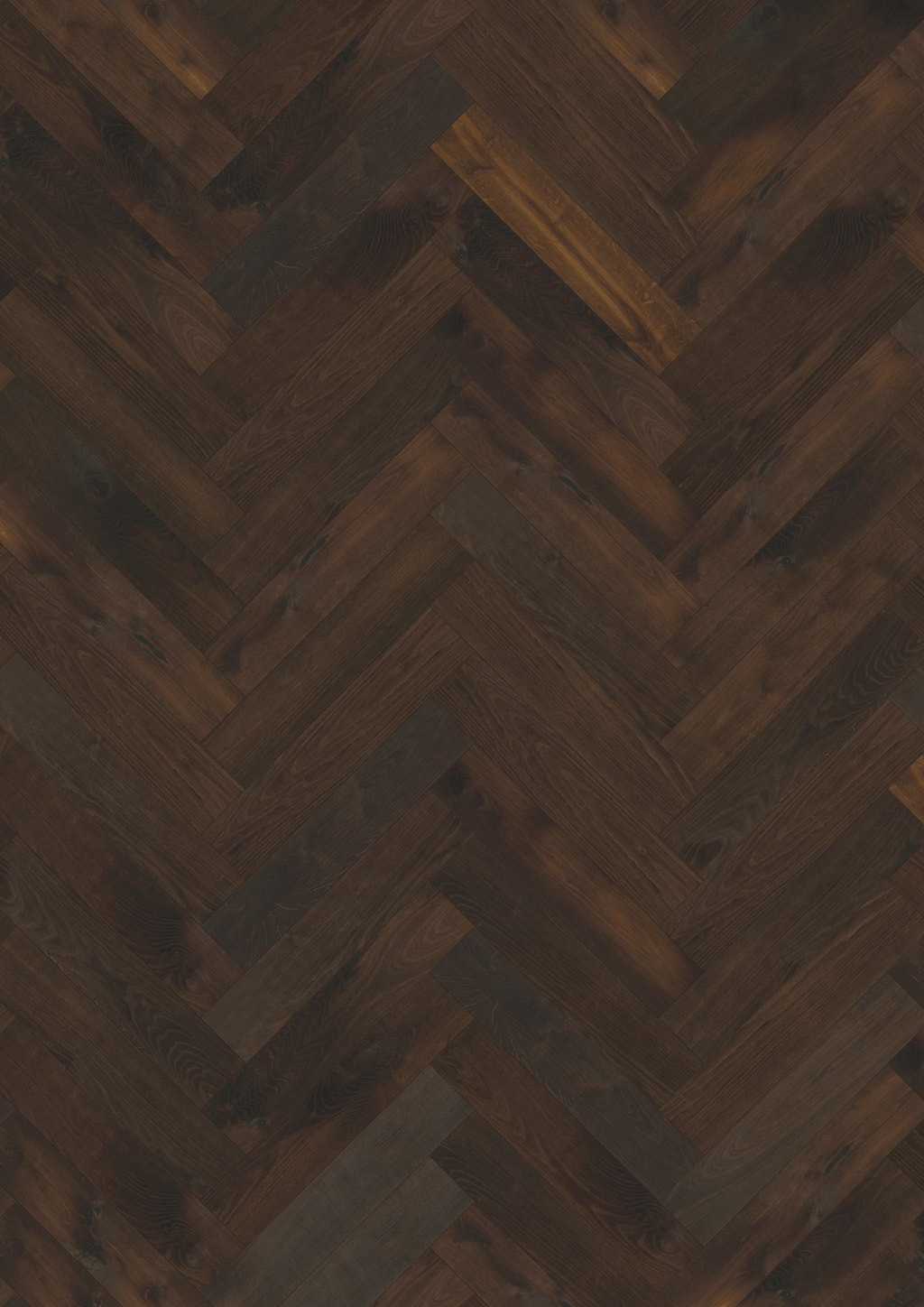 Kahrs Large Herringbone Oak Herringbone Cd Smoked Dark Engineered Flooring, Brushed & Oiled, 120x11x600mm Image